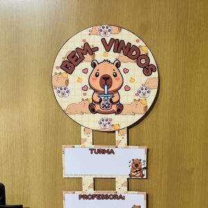 Plaquinha de porta bem - vindos capivara