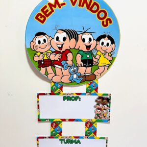 Plaquinha de porta bem-vindos turma da Mônica