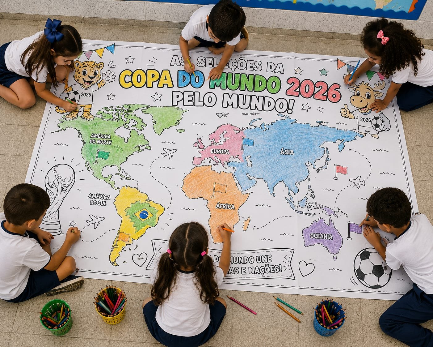 Painel mapa mundi colorir