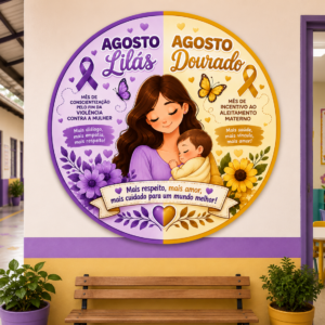 Painel 2 em 1 Agosto lilás e agosto dourado