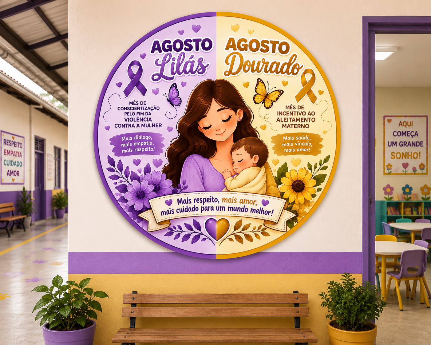 Painel 2 em 1 Agosto lilás e agosto dourado