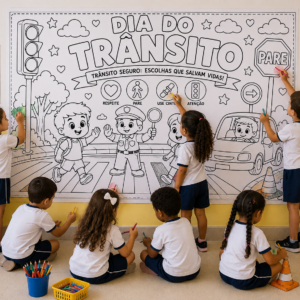 Painel colorir dia do trânsito