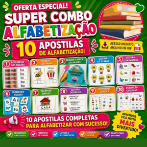 Combo com 10 apostilas de alfabetização