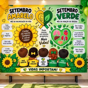 Painel 2 em 1 Setembro amarelo / verde doação de órgãos